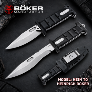 Единствен по рода си луксозен двойно разгъваем нож BOKER PLUS- HEIN, D2 massive, ABS кания с клипс
