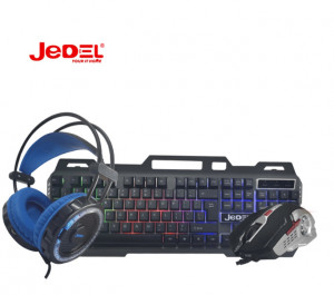 JEDEL Комбо 3 в 1 CP-02 светеща RGB клавиатура с мишка, слушалки
