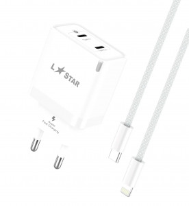 L✮STAR LS76 2в1 PD35W с два USB-C порта GaN+кабел USB-C към USB-C