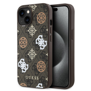 3020 GUESS HC MAGSAFE PU PEONY ON 4G BACKGROUND BROWN IP15