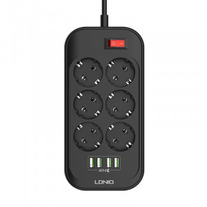 LDNIO SE6403 2500W 4USB зарядно устройство за телефон 6 EU Outlet Power Strip За универсален мобилен телефон