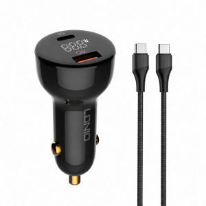 LDNIO C101 Зарядно за кола 100W USB-C към USB-C – Dual USB-C, QC4+, LED дисплей