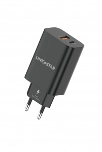 L✮STAR LS56 Адаптер 45W 2изх. PD(25W)+QC3.0(20W) SuperFast USB-C - Черен
