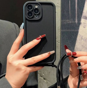 TP-16 Силиконов калъф с връзка за iPhone 13 Pro Max  - Черен