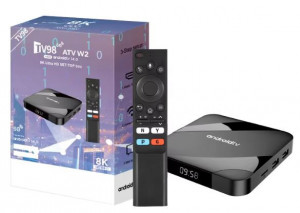 TV98 ATV W2 TV Box 8K HDR ULTRA HD android 14.0 4GB+64GB 2.4/5G Wifi 4 Ядрен процесор Netflix Youtube Media Player