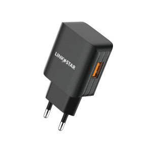 LINK★STAR TC-9 3.0A Бързозаряден USB Адаптер 220V - Черен