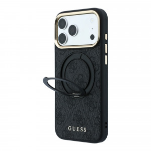 4672 GUESS HC MAGSAFE RING STAND IP18 PRO MAX BLACK  360 4G PU CLASSIC LOGO