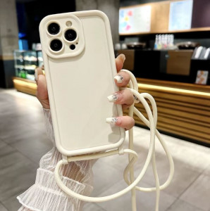 TP-16 Силиконов калъф с връзка за iPhone 13 Pro Max  - Бял