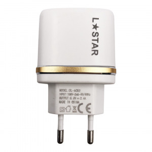 220V Адаптер DL-AC52  2.4А L✮STAR с 2 изхода USB