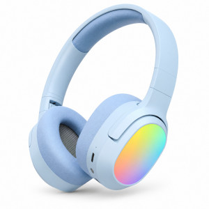LELISU LS-257 – Син Безжични Bluetooth слушалки  V5.4 с RGB осветление, Type-C, до 10 часа работа