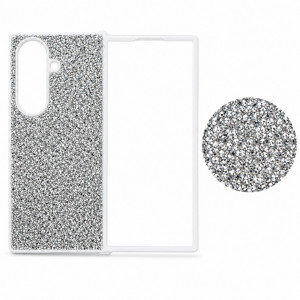 D75 Калъф с камъни за Samsung Z Fold 6 от 2 части - Бял