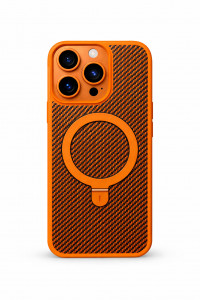 Premium Carbon MagSafe Case TP-100 за iPhone 16 Pro - Оранжев