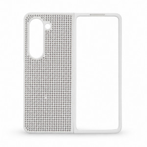 D80 Калъф с камъни за Samsung Z Fold 7 от 2 части - Бял