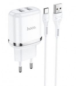 HOCO N4 двоен USB комплект за зареждане с кабел USB към TYPE-C 1M.