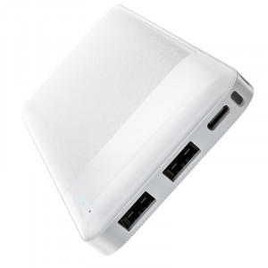 HOCO J72 Powerbank+LED индикатор с 3 изхода USB x 2 T-C x 1 10,000mAh - Бял
