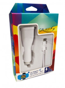 Зарядно за кола OR S4 за Samsung Зарядно 2в1 Микро USB — Бял