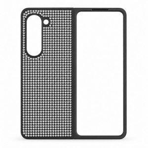 D80 Калъф с камъни за Samsung Z Fold 6 от 2 части - Черен