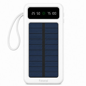 Fonemi FM-P167 (Бял)  Соларна преносима батерия с вградени кабели 10,000mAh 2.4A