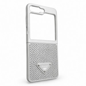 D80 Калъф с камъни за Samsung Z Flip 7 от 2 части -Сив