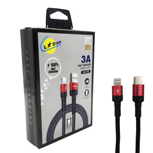 Плетен кабел LS-72 L✮STAR TYPE-C към Lightning - Червен