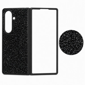 D75 Калъф с камъни за Samsung Z Fold 6 от 2 части - Черен
