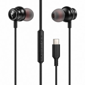 LELISU LS-729 - Черен Жични слушалки с USB Type-C, HD микрофон и управление
