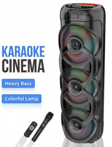 Караоке Bluetooth тонколона Sing-E ZQS10302 – 3 x 10", 75W, RGB LED, безжичен микрофон, USB/TF/FM