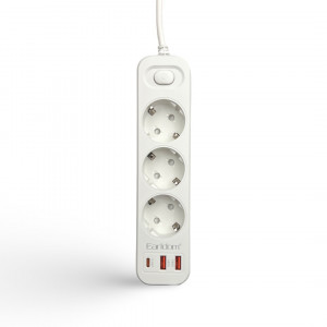 EARLDOM ES-SC13 Разклонител с 3 Гнезда+2 USB Порта 2.4A+1 USB-C 3000W