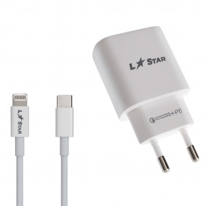 PD20W L✮STAR 2в1 TC-11 FAST 2изх. USB-C+QC3.0 Type-C към Lightning