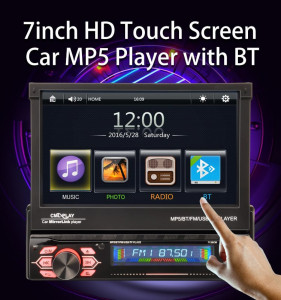 Касетофон за кола със 7" Дисплей- 7130 + Евро букса MP5  Bluetooth  / Радио / Mp3/ USB / SD