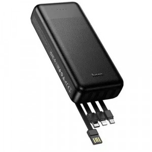 HOCO J163A Wonderful Power Bank 20,000mAh с 4 вградени кабели - Черен