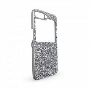 D75 Калъф с камъни за Samsung Z Flip 7 от 2 части - Светло Сив