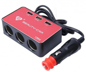 Разклонител за запалка B-081 с 3 гнезда и 3 USB 120W 12V/24V