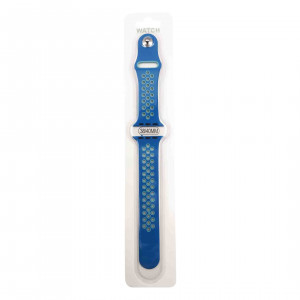 Силиконова Apple Watch каишка iWatch 38/40mm - Син - Светло сини дупки