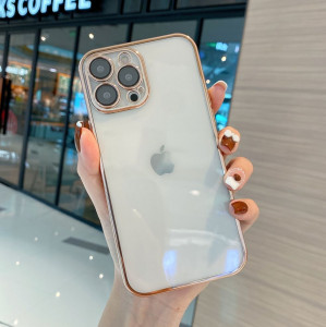 Безцветен LUX силиконов гръб+камера TP29 iPhone 13 Pro - Златист