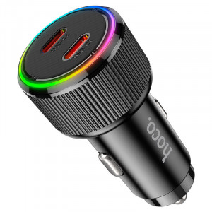 HOCO 12V “NZ14B 50W Guerrero” Черен - Адаптер с 2изх. 2хUSB-C
