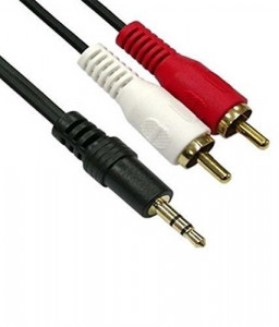 Аудио кабел чинчове, 2RCA, 1Жак 3.5мм - 3M