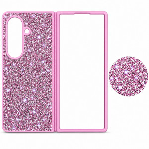 D75 Калъф с камъни за Samsung Z Fold 7 от 2 части - Розов