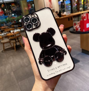 3D Кейс с фигура мечка TP-5 за iPhone 12 Pro Max  - Черен