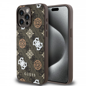 3037 GUESS HC MAGSAFE PU PEONY ON 4G BACKGROUND BROWN IP15 PRO