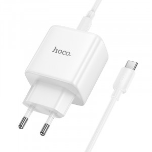 HOCO 220V N83 GaN PD60W зарядно+каб. Type-C към Type-C - Бял