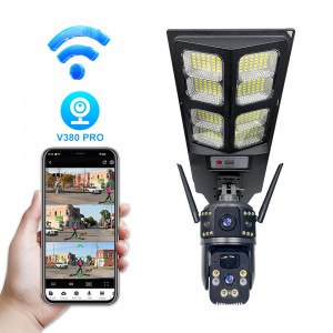 IP Солaрна Камера +LED лампа LD-004-W-H WIFI 6MP 1080P ( APP:V380PRO ) HD 360 градуса с микрофон и високоговорител и LED светлина