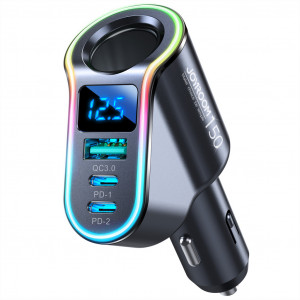 JOYROOM Разклонител за запалка JR-CL21 с 1 гнездо, 1 USB и 2 USB-C 12V/24V 150W