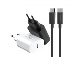 WUW T81 Зарядно с кабел PD20W Type-C към Type-C - Бял
