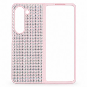 D80 Калъф с камъни за Samsung Z Fold 7 от 2 части - Розов