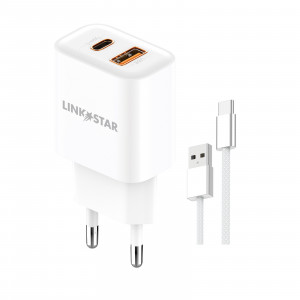 LINK★STAR LS-82 38W USB-C PD + USB-A QC бързо зарядно USB към Type-C