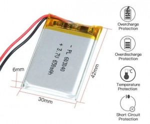 Универсална Батерия 603040 42 / 30 / 6mm 3.7v 650 mAh