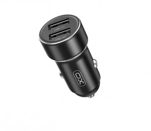 XO CC53 12W 2.4A 2xUSB-A, Адаптер Mini Metal (Черно)
