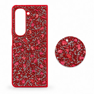 D70 Калъф с камъни за Samsung Z Fold 7 от 2 части - Червен