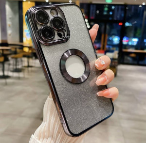 Луксозен лъскав кейс с брукат TP-24 за iPhone 16 Plus - Черен